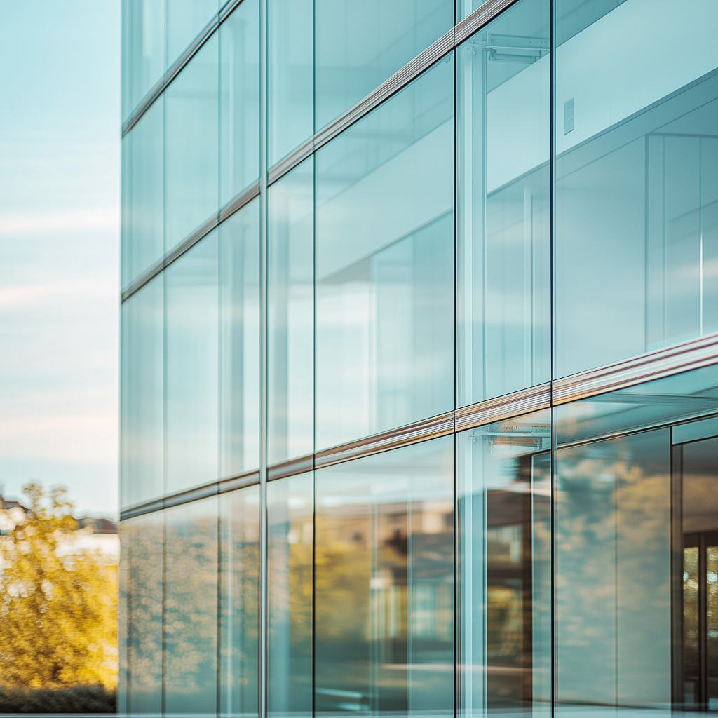 Herdet glass facade