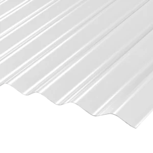 Valokate aalto LightPIÙ ONDA 76/18 kirkas -valokatelevy lähikuvassa, profiilin muoto ja kirkas pinta näkyvissä.